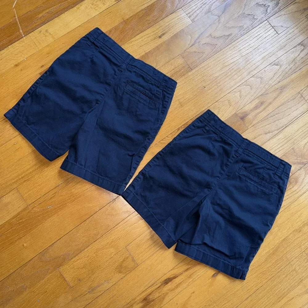 Set Of 2 OshKosh Shorts Boys 6 Navy Blue‎ Chino Twill Adjustable Uniform School